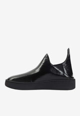 Asymmetric Leather Slip-On Sneakers