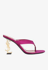 Opyum 85 Sculptural Logo-Heel Satin Sandals