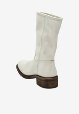 Prada Aged-Effect Leather Mid-Calf Boots White 1U509O045V69/T_PRADA-F0K74