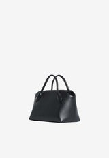 The Row Terrasse Hammered Leather Top Handle Bag Black W2027-L97-BLACK