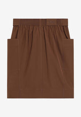 Chloé Mini Skirt with Oversized Bow Brown CH26UJU34144/S_CHLOE-26N
