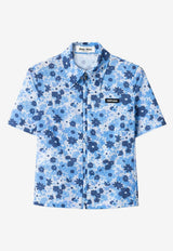 Miu Miu Floral Zip-Up Shirt Blue MK2019SOOO19EX_F0013