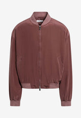 Versace Silk Zip-Up Bomber Jacket Purple 10248901A18101/S_VERSA-1LK80