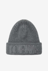 Loewe Logo Embroidered Wool Knit Beanie Gray F540257X23UWO/T_LOEW-1120