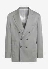 Brunello Cucinelli Double-Breasted Silk Blazer Green MB4127BBDKSI/S_CUCIN-C1040
