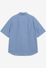 Loewe Grid Check Buttoned Shirt Blue H616Y05XA3CO/S_LOEW-5102