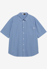 Loewe Grid Check Buttoned Shirt Blue H616Y05XA3CO/S_LOEW-5102