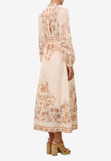 Indra Plunge Floral Midi Dress