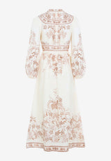 Indra Plunge Floral Midi Dress