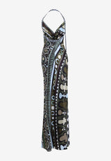 Soleil Print Long Satin Dress