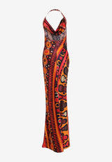 Soleil Print Long Satin Dress