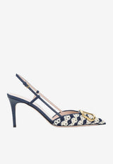 VLogo 80 Crochet Knit Slingback Pumps