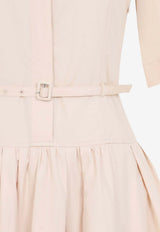 Belted Midi Poplin Dress