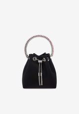 Jimmy Choo Bon Bon Crystal Embellished Satin Bucket Bag Black BON BON VKM-BLACK CRYSTAL