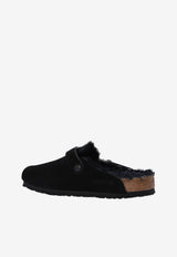 Birkenstock Boston VL Buckle Suede Slides Black 259881 M-BLACK