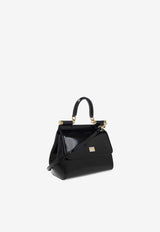 Dolce & Gabbana Medium Sicily Patent Leather Top Handle Bag Black BB6003 A1037-80999