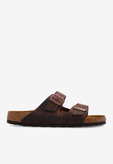 Birkenstock Arizona Oiled Nubuck Leather Slides Brown 452761 0-HABANA