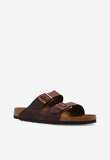 Birkenstock Arizona Oiled Nubuck Leather Slides Brown 452761 0-HABANA
