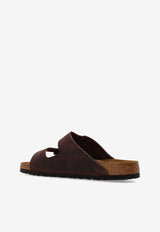 Birkenstock Arizona Oiled Nubuck Leather Slides Brown 452761 0-HABANA