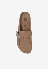 Birkenstock Buckley Suede Flat Mules Brown 1019490 0-GRAY TAUPE