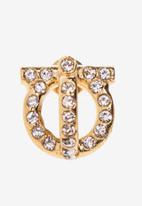 Ferragamo Crystal Gancini Stud Earrings Gold 760417 EA 3D STRASS 736294-ORO GIOVE STRASS CRYSTAL