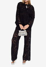 Dolce & Gabbana Single-Breasted Lace Blazer Black F29TUT HLM7L-N0000