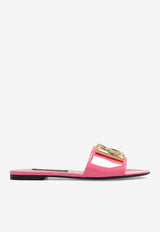 Dolce & Gabbana DG Logo Leather Flat Sandals Pink CQ0455 A1471-87141