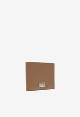 Dolce & Gabbana Logo Plaque Grained Leather Bi-Fold Wallet Brown BP1321 AG219-8M417