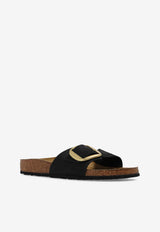 Birkenstock Madrid Big Buckle Nubuck Slides Black 1023373 0-BLACK