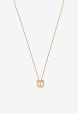 Ferragamo Crystal Gancini Necklace Gold 760399 PEND 3D STR 736244-ORO GIOVE STRASS CRYSTAL
