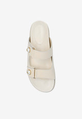 Jimmy Choo Fayence Leather Flat Sandals Cream FAYENCE SANDAL SQM-LATTE