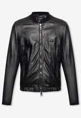 Dolce & Gabbana Leather Zip-Up Jacket Black G9ZY5L HULR0-N0000