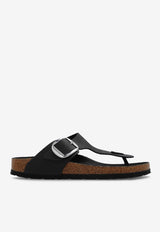 Birkenstock Gizeh Big Buckle Slides in Oiled Leather Black 1023337 0-BLACK