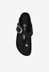 Birkenstock Gizeh Big Buckle Slides in Oiled Leather Black 1023337 0-BLACK