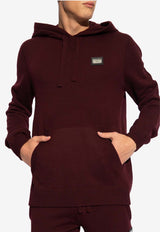 Dolce & Gabbana Logo Plaque Hooded Sweatshirt Burgundy GXO33T JEMQ3-R0108