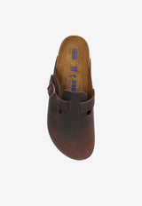 Birkenstock Boston Waxed Leather Slides Brown 159713 0-HABANA