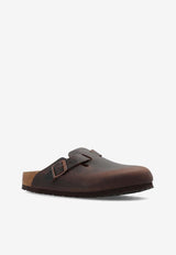 Birkenstock Boston Waxed Leather Slides Brown 159713 0-HABANA