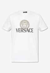 Versace Medusa Logo-Print Crewneck T-shirt White 1014226 1A10088-1W000