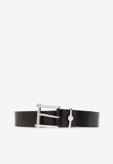 Medusa-Buckle Calf Leather Belt