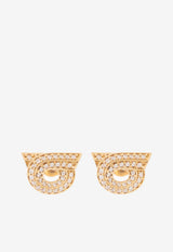 Ferragamo Embellished Gancini Stud Earrings Gold 760699 NEW GSTR 14D 770433-ORO