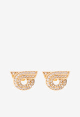 Ferragamo Embellished Gancini Stud Earrings Gold 760698 NEW GSTR 18D 770420-ORO
