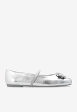 Ferragamo Zina Metallic Leather Ballet Flats with Bow Silver 01H345 ZINA 769030-SILVER FONDO BIANCO