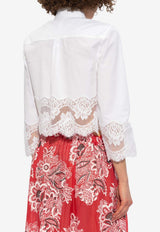 Dolce & Gabbana Lace-Trimmed Cropped Shirt White F5Q65T FUEEE-W0800