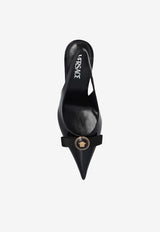 Versace Gianni Ribbon 100 Leather Slingback Pumps Black 1013717 1A08983-1B00V