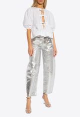 GANNI Poplin Blouse with Bows White F7364 6479-151