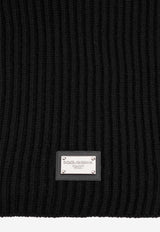 Dolce & Gabbana Logo Plaque Wool Scarf Black GXK64T JEMQ5-N0000