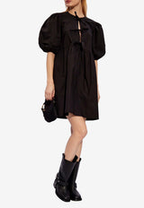GANNI Puff-Sleeved Mini Dress with Bows Black F9005 6479-099