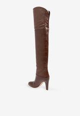 Chloé Eve 85 Over-the-Knee Leather Boots Brown CHC24W03P OO-25E