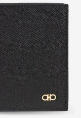 Ferragamo Gancini Leather Bi-Fold Wallet Black 661457 MICRO GANCIO 775650-NERO