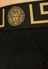 Versace Greca Border Thong Briefs Black AU100022 1A10011-A80G